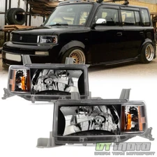 Black 2004 2005 2006 Scion xB Headlights Replacement Left+Right 04-06 Headlamps