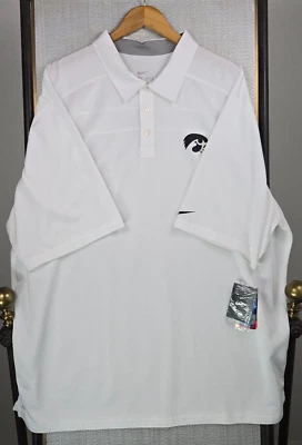NIKE x IOWA HAWKEYES Size 3XL Mens Performance Polo Shirt White Wicking Dri-Fit - Image 1 of 4