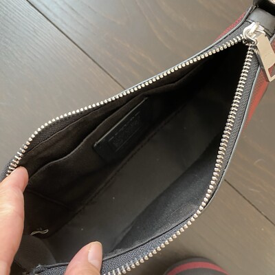 NWT Coach Canvas Buffalo Plaid Print Jes Baguette Crossbody