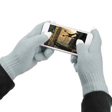 Unisex Touch Screen Gloves Full Finger Winter Warm Knitted Gloves Grey