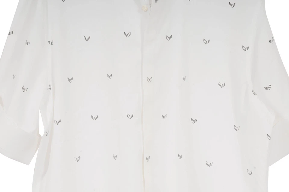 Camisa Neil Barrett Abotonada Talla 42 16.5 Blanca Flechas Militares Manga Corta Foto 3 de 4