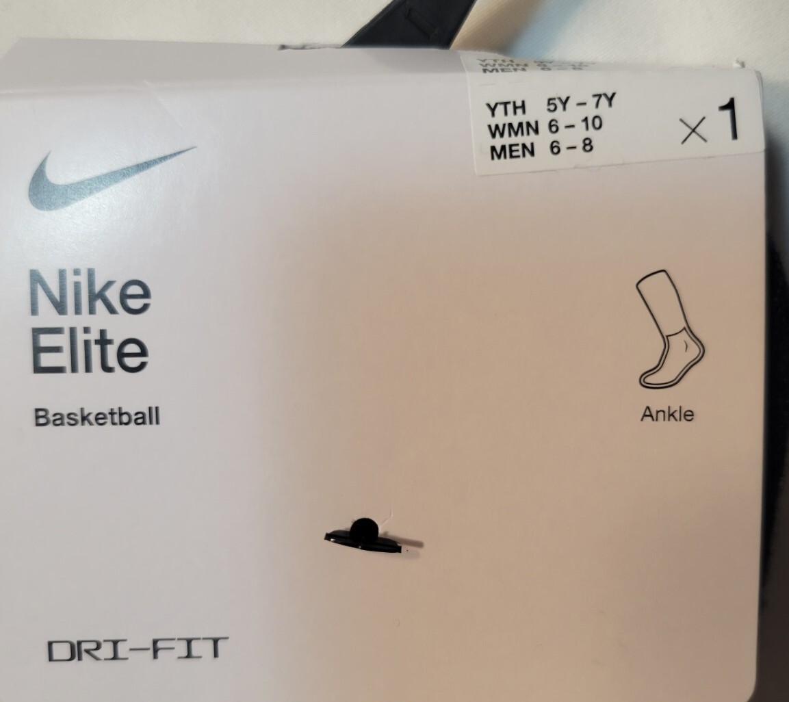 (2) Nike Elite DRIFIT Basketball Ankle Socks SX7625013 Black White