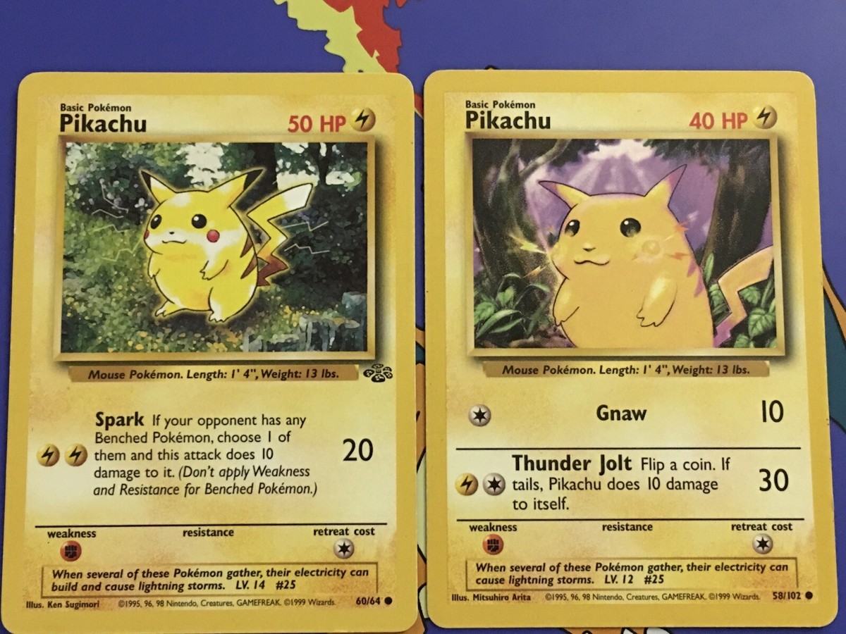 1999 Pokemon Pikachu #58 Yellow Cheeks Base Set & 1999 Jungle Set