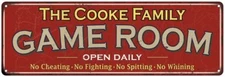 The Cooke Family Personalized Red Game Room Metal Sign 106180038362