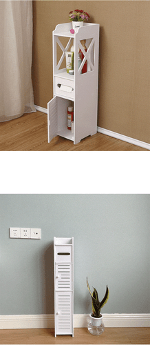 Bathroom Storage Cabinet Floor Standing Toilet Paper Organizer Shelves with Door - Picture 18 of 23