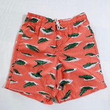 Old Navy Boys Alligator Swim Trunks Size M 8 Coral Orange Novelty Print