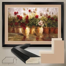 44W"x32H": ALL IN A ROW by IAN COOK -POTTERY VASES DOUBLE MATTE, GLASS and FRAME