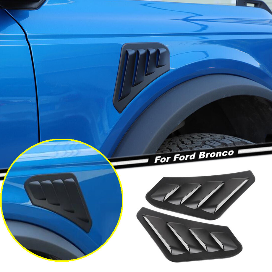 Ford Bronco 21-24 2P Black Leaf Plate Fender Vent Cover Trim