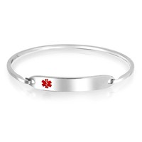 Bling Jewelry Red Enamel Medical Alert Id Tag Bangle Bracelet Stainless 7in Bling Jewelry Red Enamel Medical Alert Id Tag Bangle Bracelet Stainless 7in
