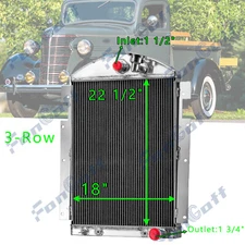 3 Row Radiator For 1937 1938 Chevrolet Truck V8 Conversion 3.5L L6 NEW Aluminum