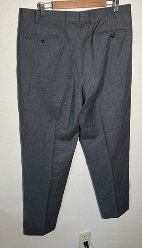 Zanella Made in Italy "Todd" Gray Plaid Flat Front Dress Pants Mens 36x31 MINT! - Picture 3 of 7