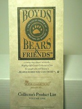 RARE Boyds Bears Collector's Product List VOLUME ONE 9/96 IMPOSSIBLE TO FIND