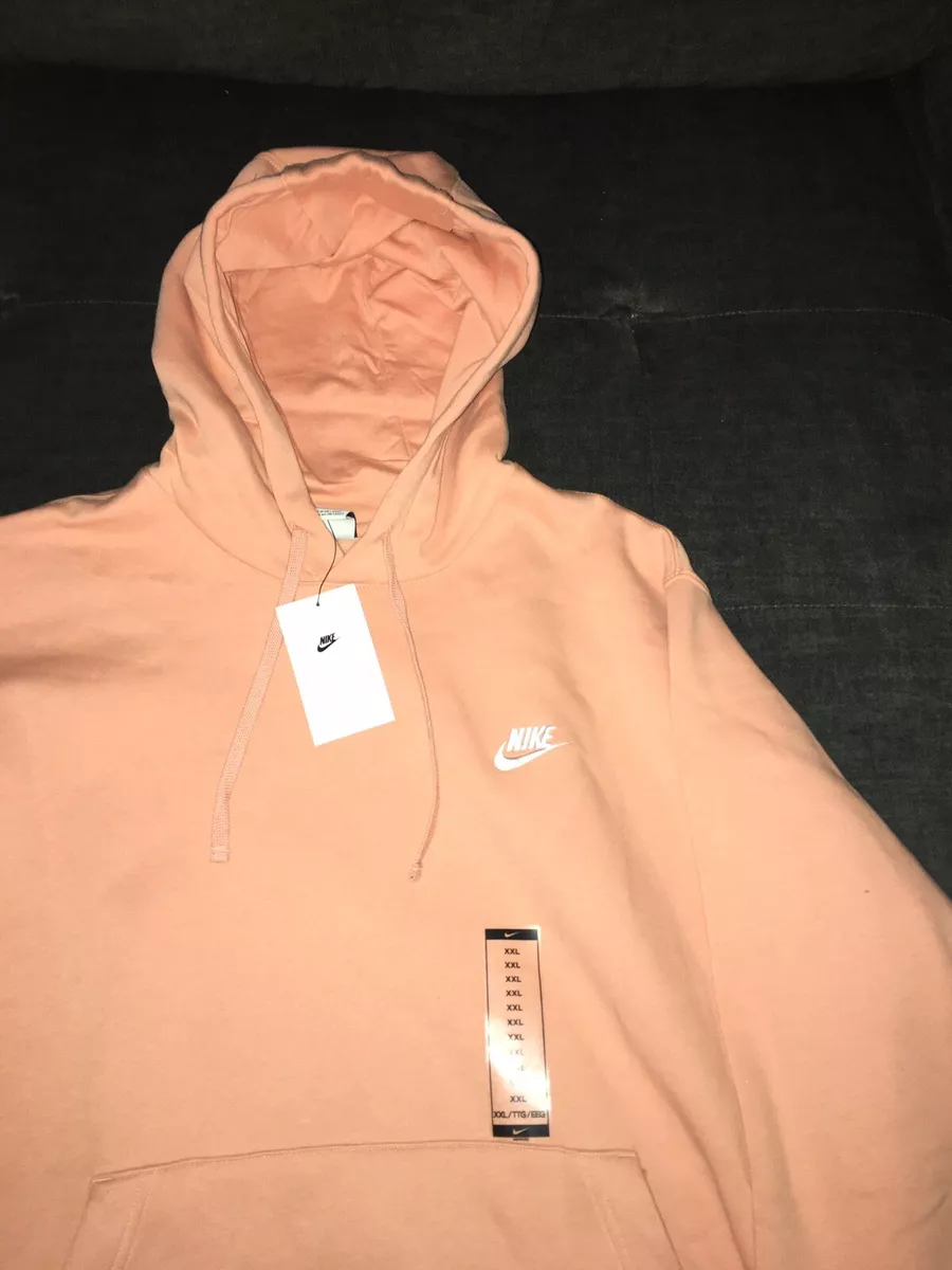 Nike Sportswear Club Fleece Pullover Hoodie Light Pink Coral Mens Size 2XL XXL