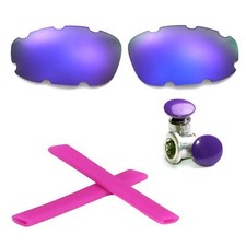 Walleva Polarized Purple Vented Lenses Earsocks Bolts For Oakley Split Jacket