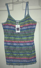 New HANKY PANKY 4Z4661 Daily Lace Strappy Camisole Tank L Chevron Multicolor NWT