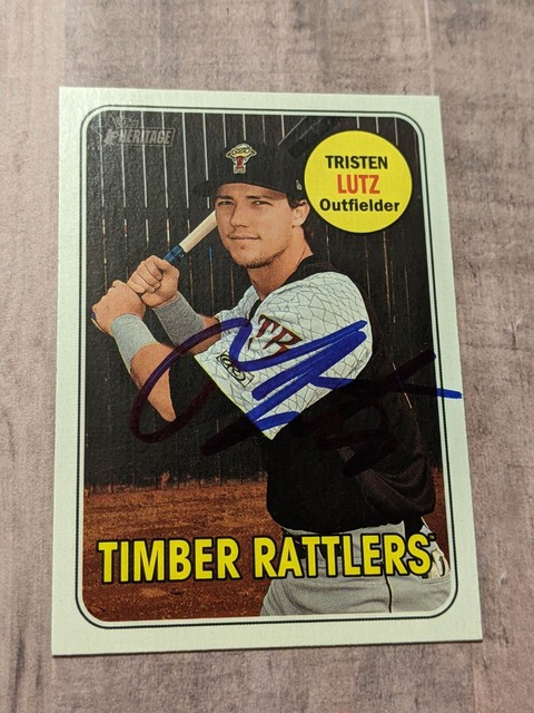 Tristen Lutz signierte 2018 Topps Heritage Minor Karte #99 COA Timber Rattlers