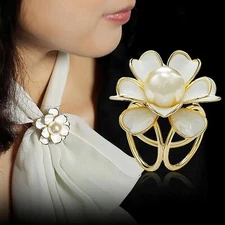 Flower Holder Women Ladies Elegant Silk Scarf Buckle Ring Clip Jewellery Pin