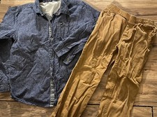 Calvin Klein boys 2 piece outfit size 7 khakis button up Shirt Blue