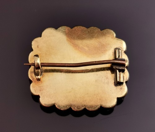 Antique Victorian mourning brooch, Split pearl, 9ct gold - 第 5/11 張圖片