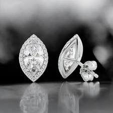 Women Diamond Earring Marquise Lab Grown 2.30 Carat IGI 950 Platinum E F VVS2
