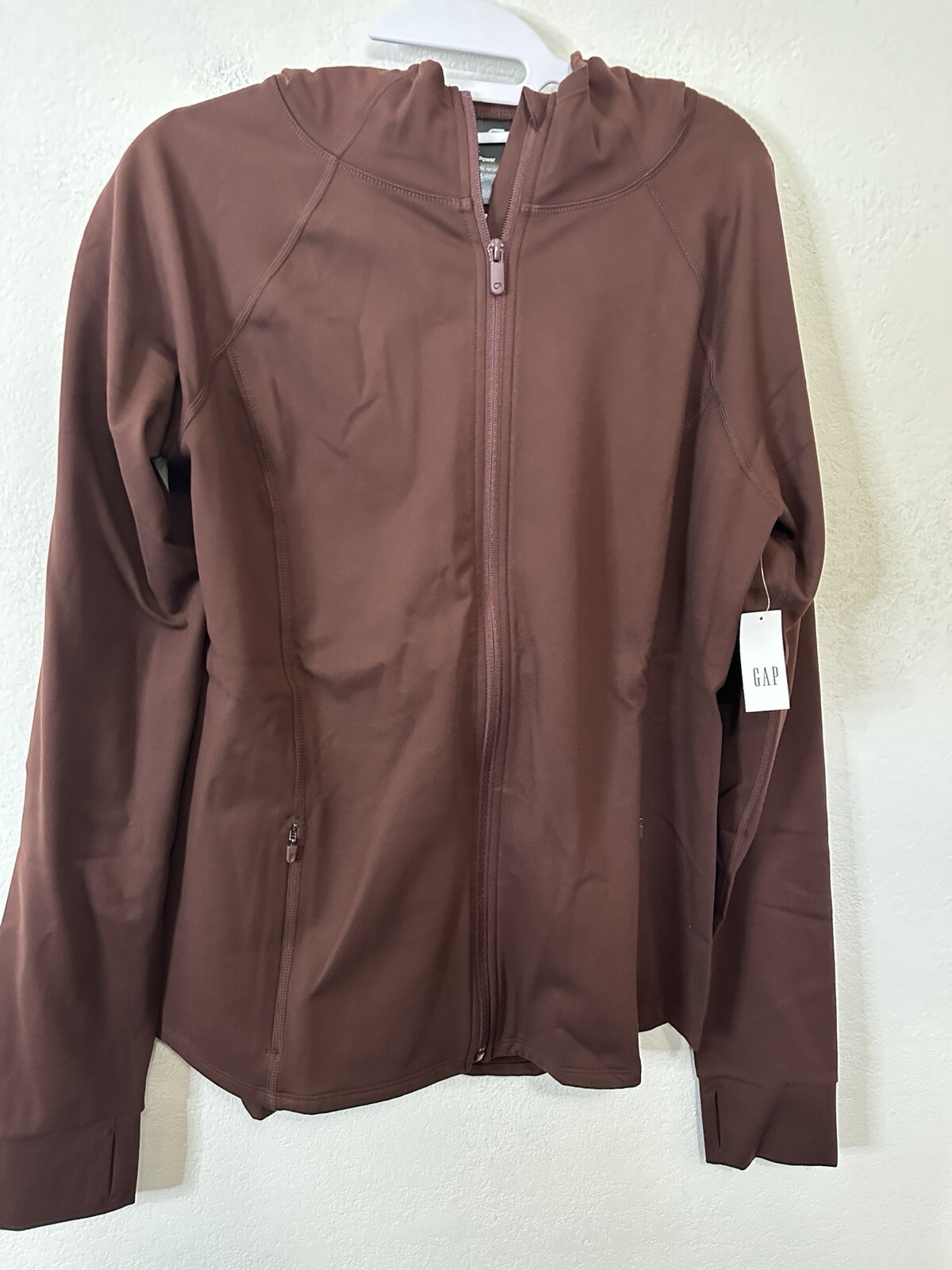 Gap Gapfit Recycled Power Brown Full Zip Hoodie Jacket Size Large Tall