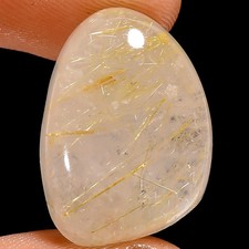 Natural Golden Rutile Quartz Fancy Cabochon Gemstone 16.5 Ct. 20X14X7 mm X-10489