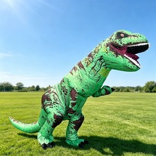 7' Green T-Rex Inflatable Costume Adult for Halloween Cosplay Party Fancy Dress