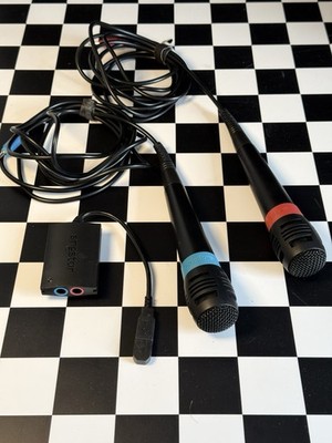 2 Original Sony PlayStation Singstar Mikrofone (Kabel) inkl. USB-Converter