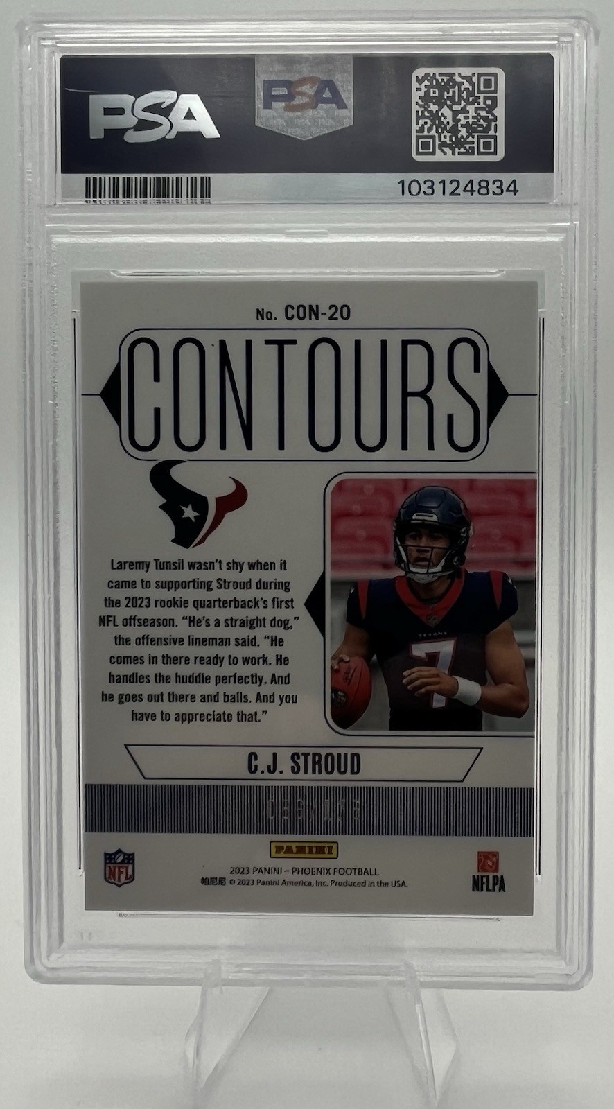 2023 Phoenix Contours C.J. Stroud #CON-20 Pink /175 (RC) PSA 9 Rookie Texans view 3