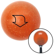 Black Fat Arrow Down Orange Metal Flake Shift Knob w/ M16x1.5 Insert Shifter