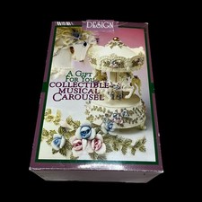 Vintage 1999 Limited Edition Design Musical Carousel Features 3 Rotating Horses