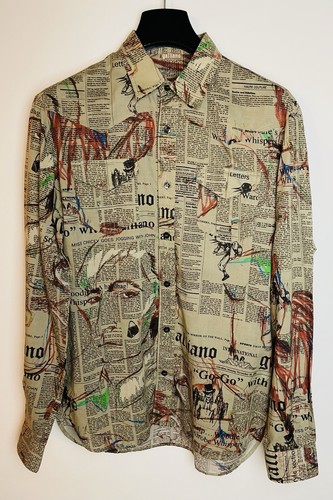 John Galliano, 🔷 John Galliano Gazette Vintage Original Shirt Mens Cotton Size 32/46 ✈️ WW