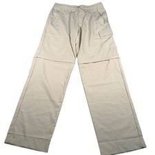 Columbia Convertible Hiking Pants Youth L 14/16 Beige Omni-Shade Cargo Zip Off