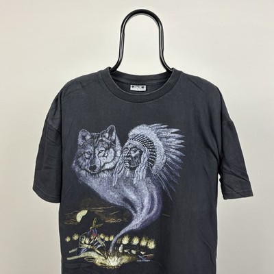 Vintage 90s Native American Fireside T-Shirt by Amir Hosiery Gr. XL