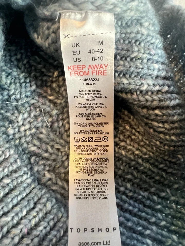 Chaleco Suéter Topshop Nordstrom Para Mujer Azul Claro Talla Mediana NUEVO CON ETIQUETAS NUEVO Foto 3 de 4