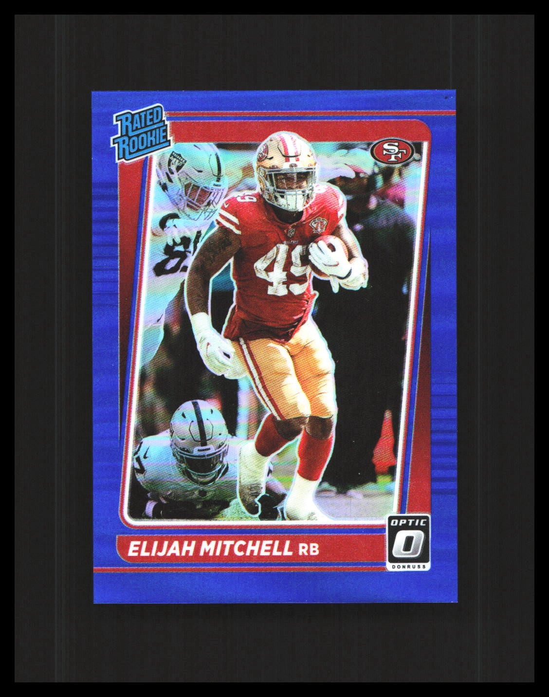 2021 Elijah Mitchell Rookie Card Donruss Optic Blue Prizm /179 #291 49ers