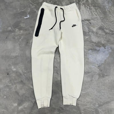 Nike Pants Mens Small Beige Tech Fleece Joggers Sweatpants Zip Pocket