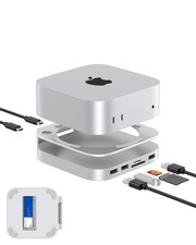 Mac mini M4 Dock, Aluminum Stand and Hub for Silver