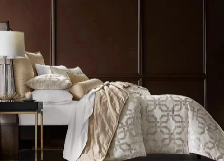 Hotel Collection "Fresco" 5 Piece Queen Duvet Set W/ Shams & Euro's, Gold, NWOT - Image 4 of 4