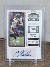 2022 Panini Contenders Rookie Ticket Charlie Kolar #212 Auto Baltimore Ravens