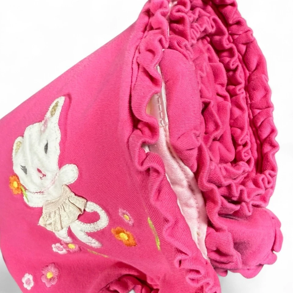 Gymboree 2012 Gatitos Bailando Dobladillo con Volantes Bebé Niña Manta Rosa Raro Reversible Foto 2 de 4