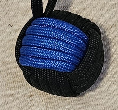 550 Paracord 1'' Nautical Ball Decorative Monkey's Fist 5'' Long, Thin Blue Line