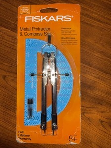 Fiskars Metal Protractor & Compass Set 6inch New/Sealed