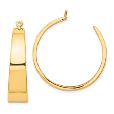 14k Yellow Gold Tube Hoop Earrings for Women Polished Heart Post Lightweight