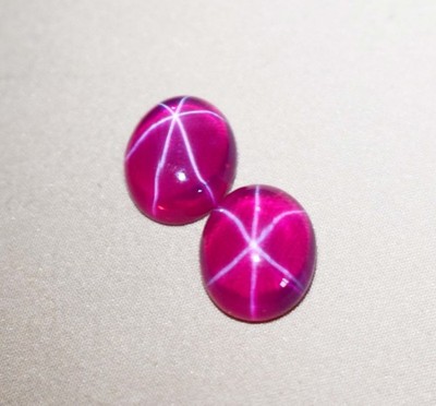6 Rays Star Ruby 20ct Oval Cabochon Gemstone Rare Red Ruby Pair Certified Gems