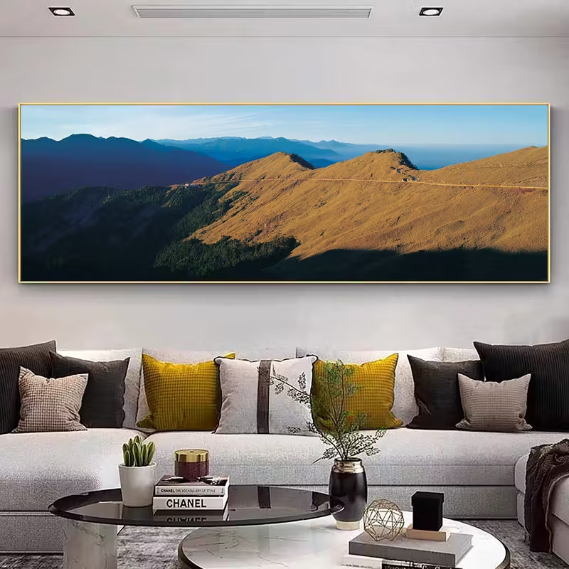 Panoramic Minimalist Mountains Canvas Wall Art