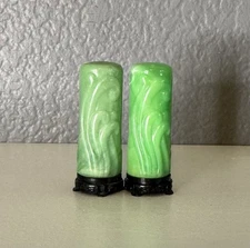 Superlon Jadeite Green Art Deco Salt And Pepper Shakers Plastic