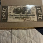 1864 CONFEDERATE Civil War Era $3  Note From North Carolina