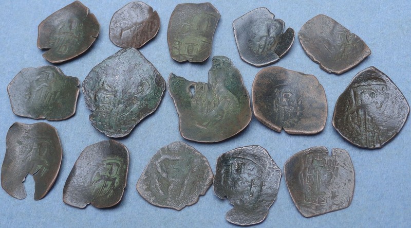Lot of 15 Byzantine Bronze Cup Coins