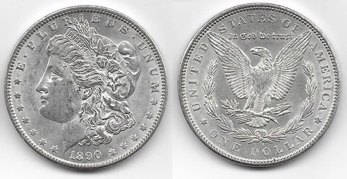 1890 Morgan dollar coin $1 VF very fine borderline AU